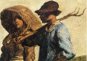 Jean Francois Millet Detail of People go to work oil painting artist